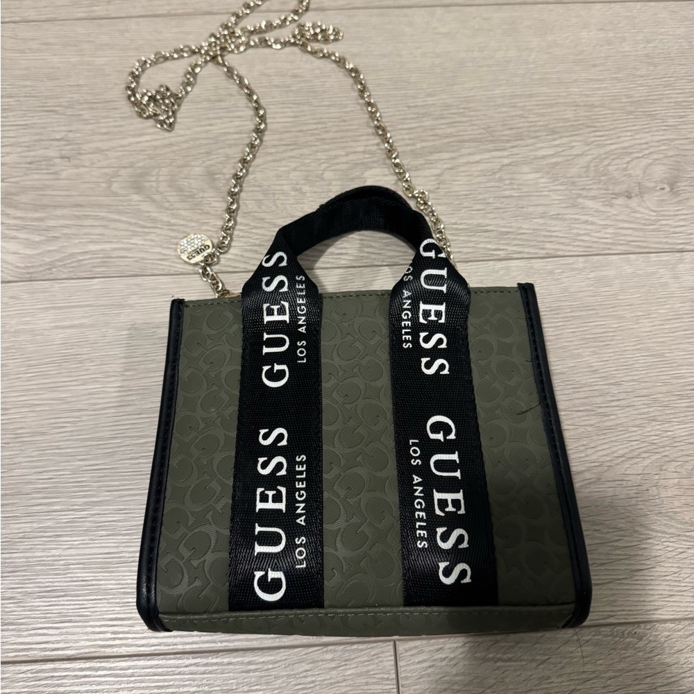 GUESS Dark Green Mini Bag with Chain Strap